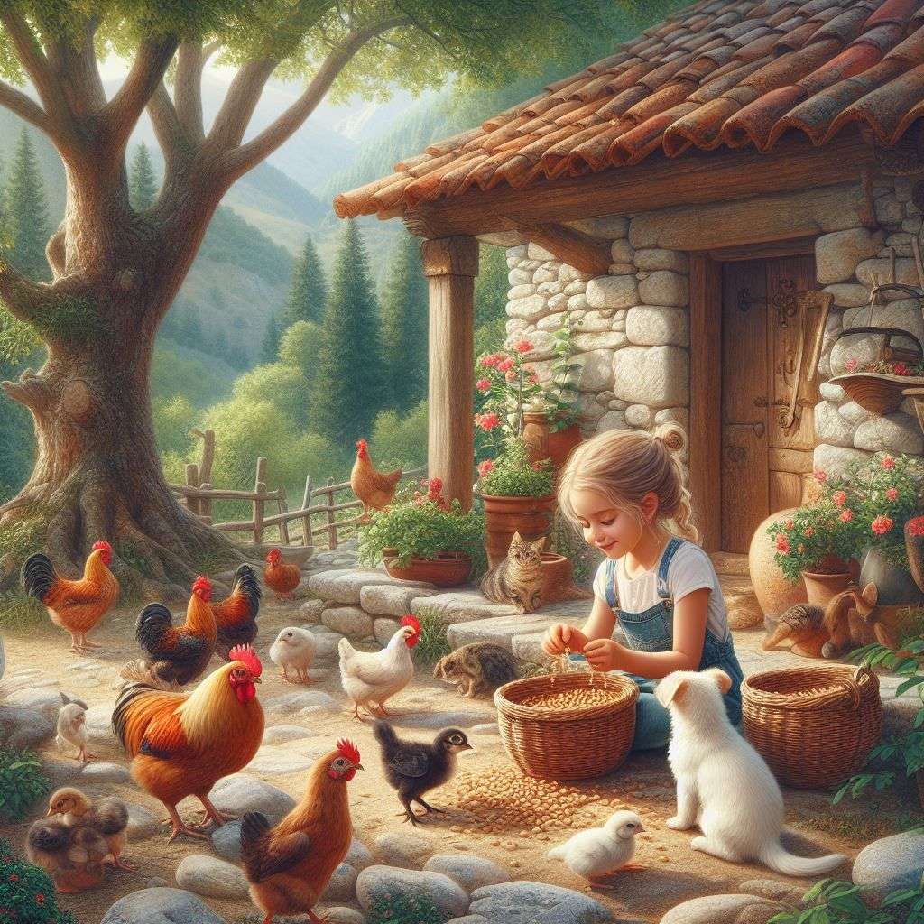 Diamond Painting - Girl with Chicken