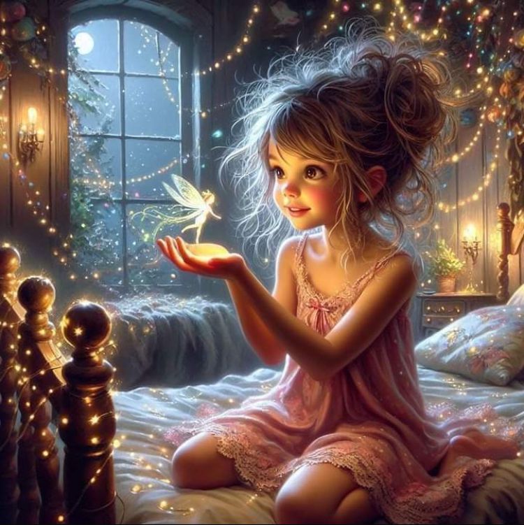 Diamond Painting - Little Girl with Elf in Hand