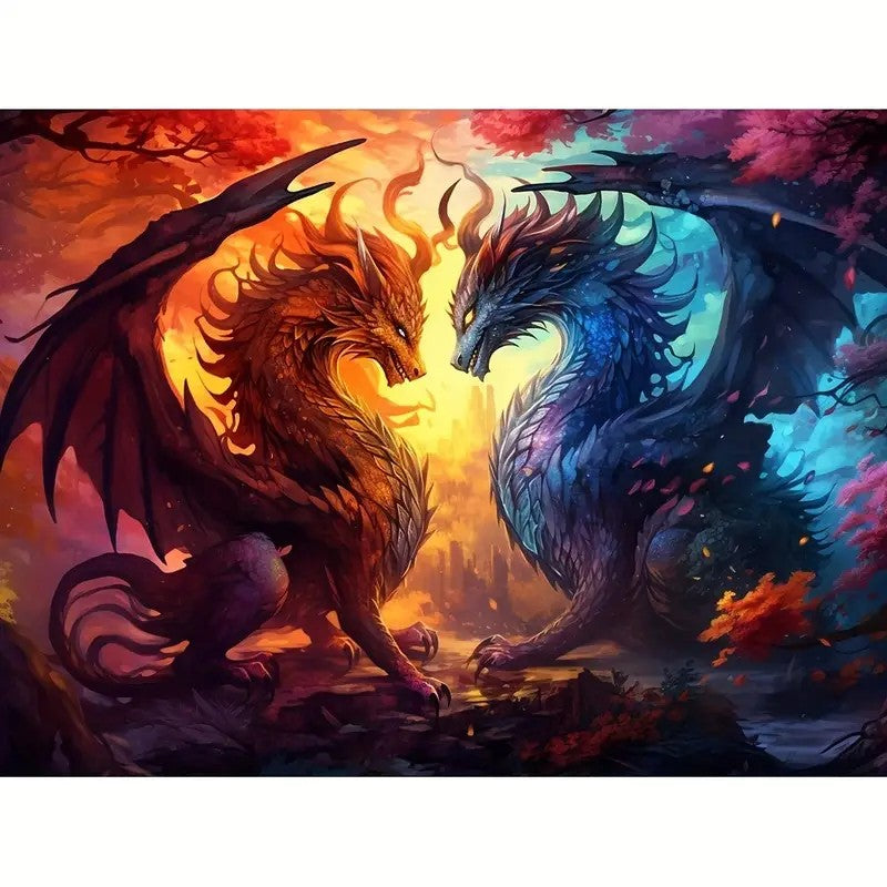 Diamond Painting - Two Dragons Battling