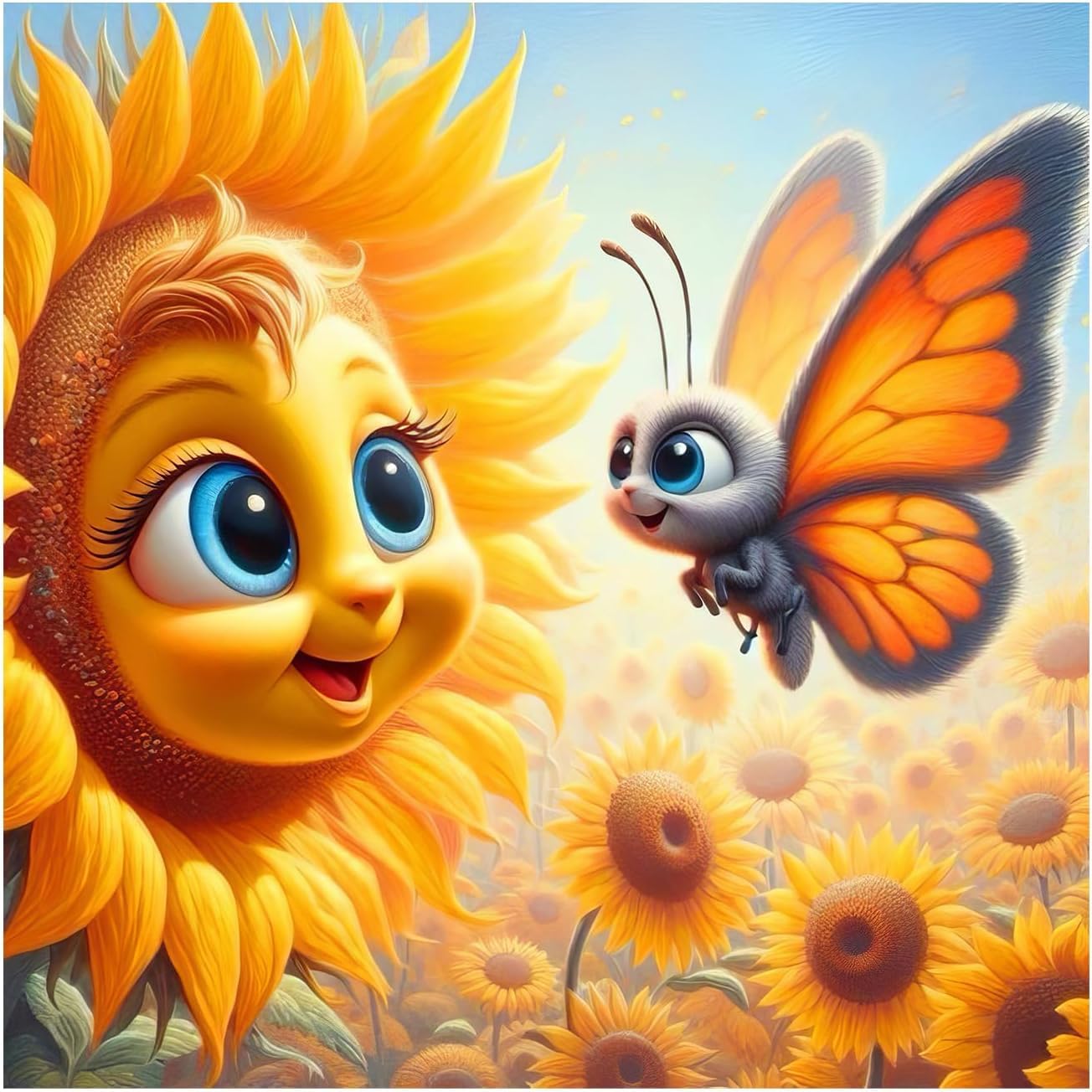 Diamond Painting - Sunflower Chatting with Butterfly