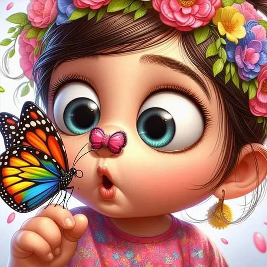 Diamond Painting -Butterfly on Girl's Nose