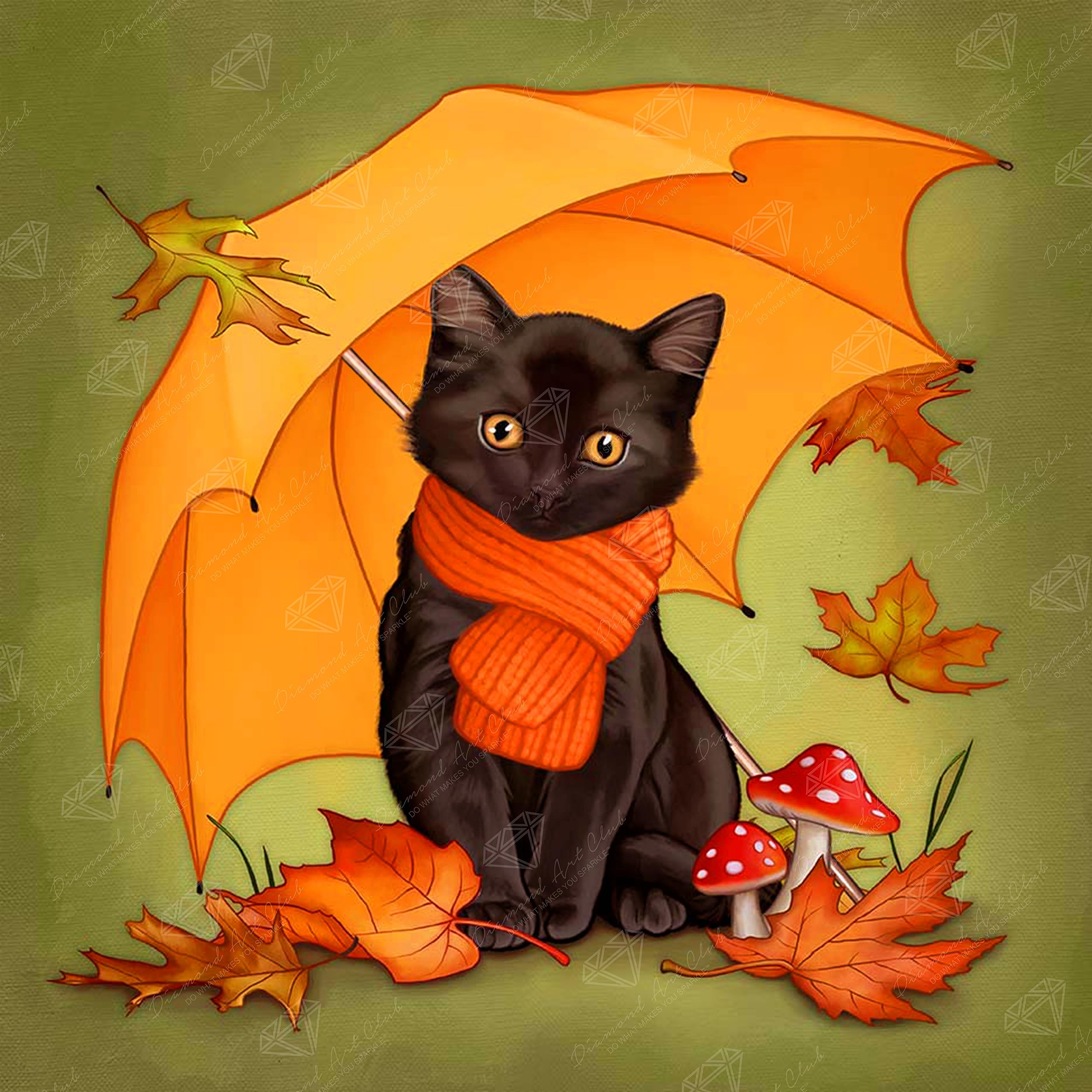 Diamond Painting - A Cat under an Umbrella