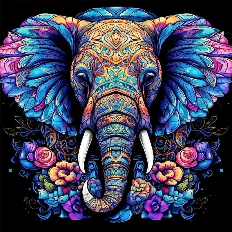 Diamond Painting -Elephant and Flowers