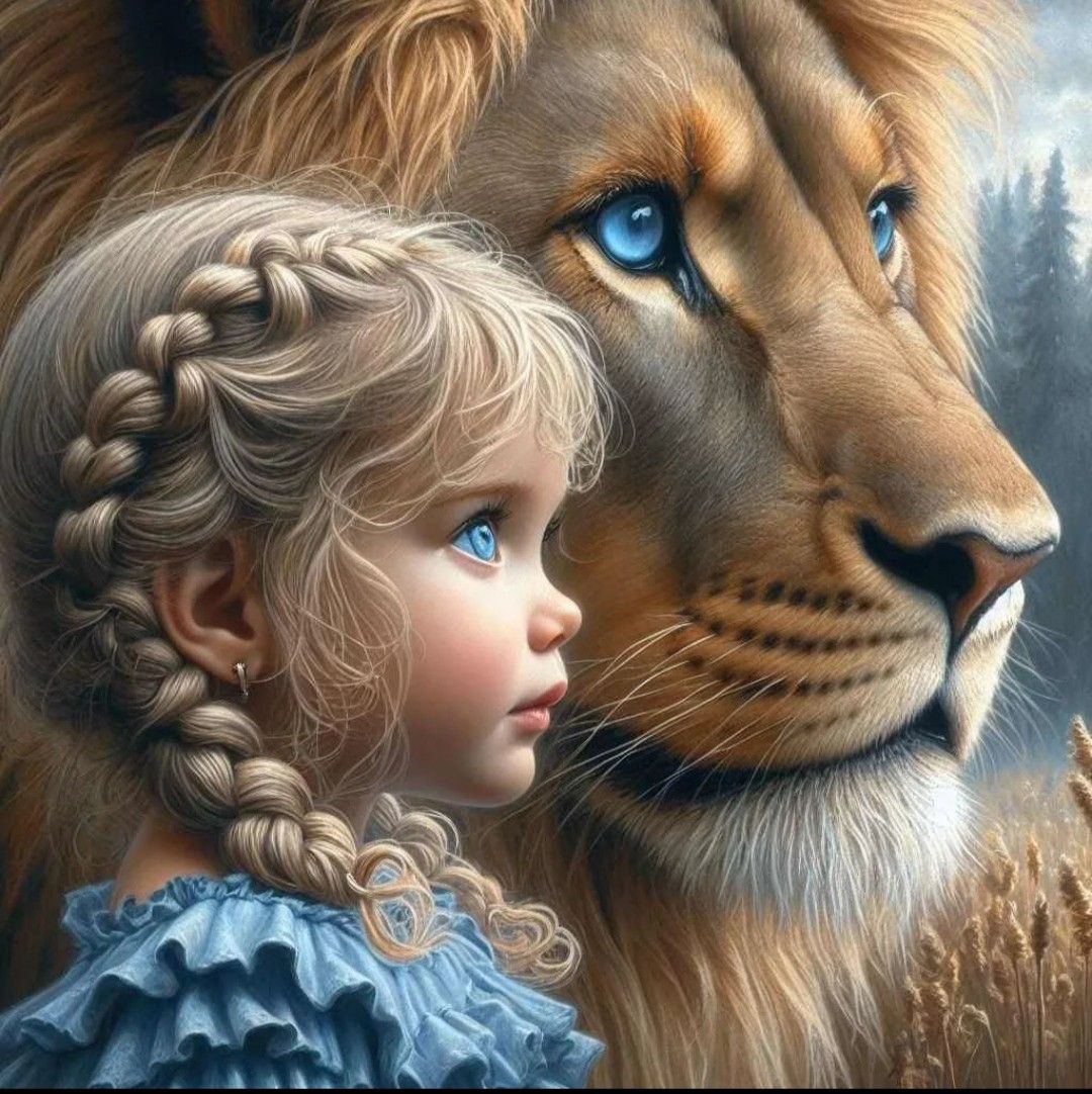 Diamond Painting - Lion and Little Girl