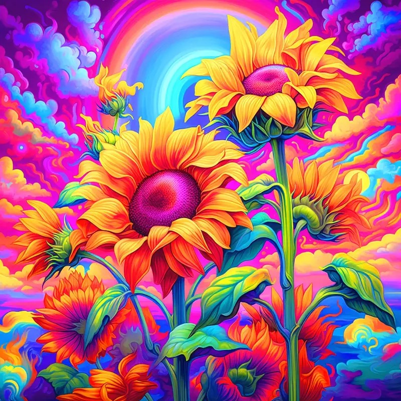 Diamond Painting -  Colorful Sunflowers