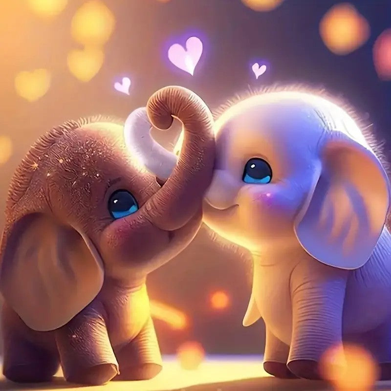 Diamond Painting - Two Playful Baby Elephants