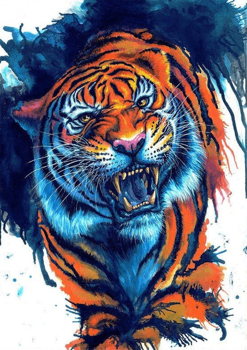 Diamond Painting - Open-mouth Tiger