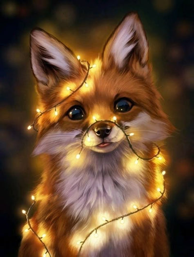 Diamond Painting - Fox Surrounded by Lights