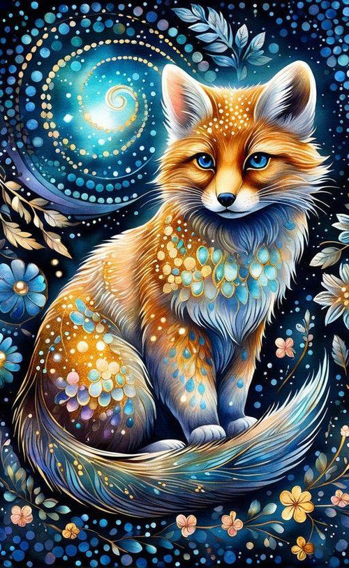 Diamond Painting - Fox Surrounded by Flowers