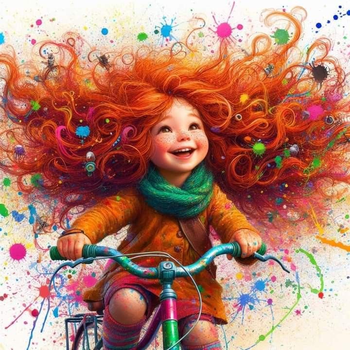 Diamond Painting - Happy Girl on a Bicycle