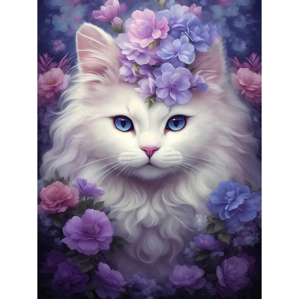 Diamond Painting - A Cat Surrounded by Flowers