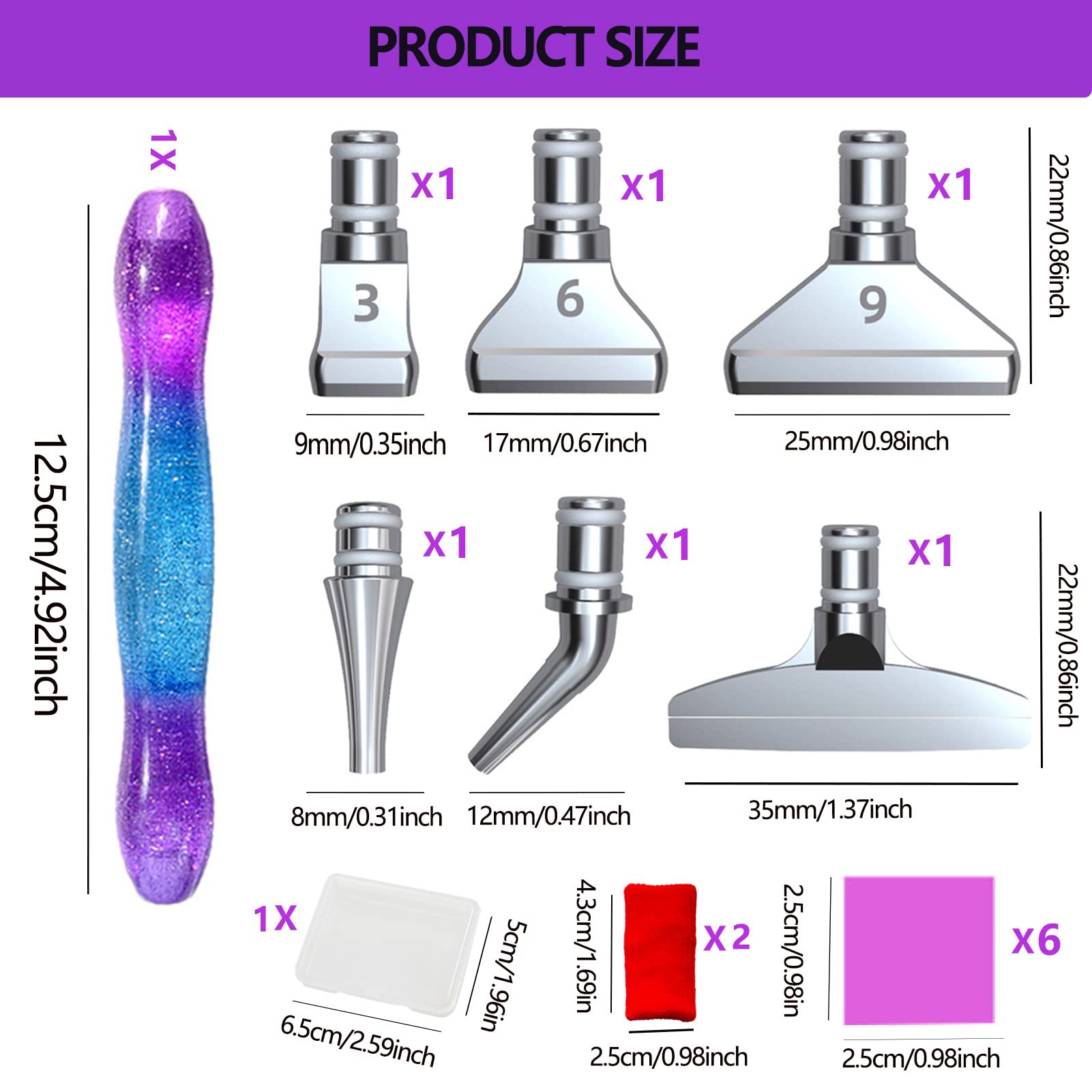 Diamond Painting - Ergonomic Pen with 16 Attachments