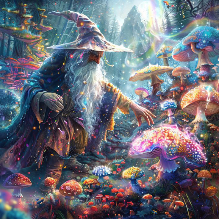 Full Fairy Dust Diamond Painting-Witch Picking Mushrooms