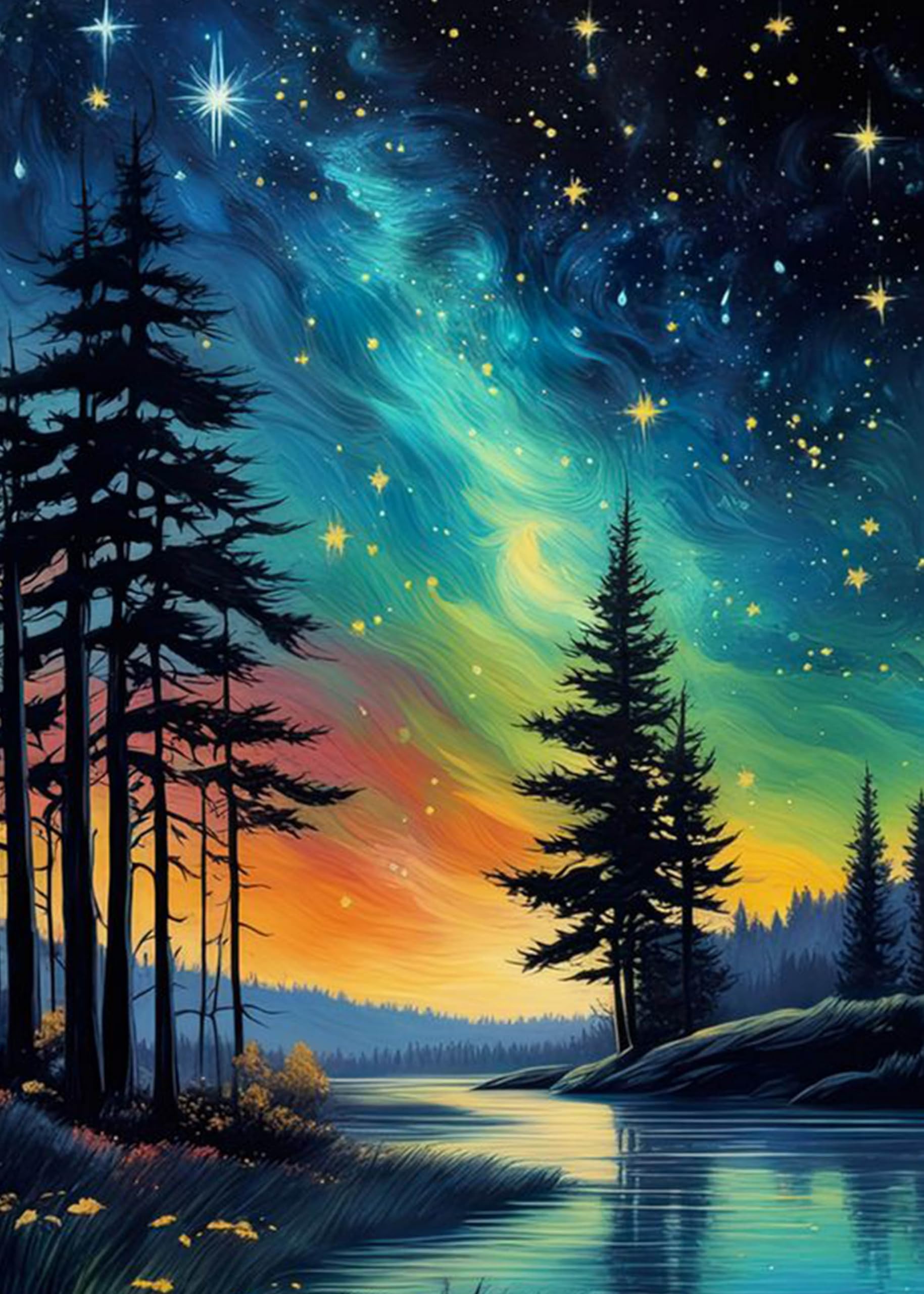 Diamond Painting - Forest and Starry Sky