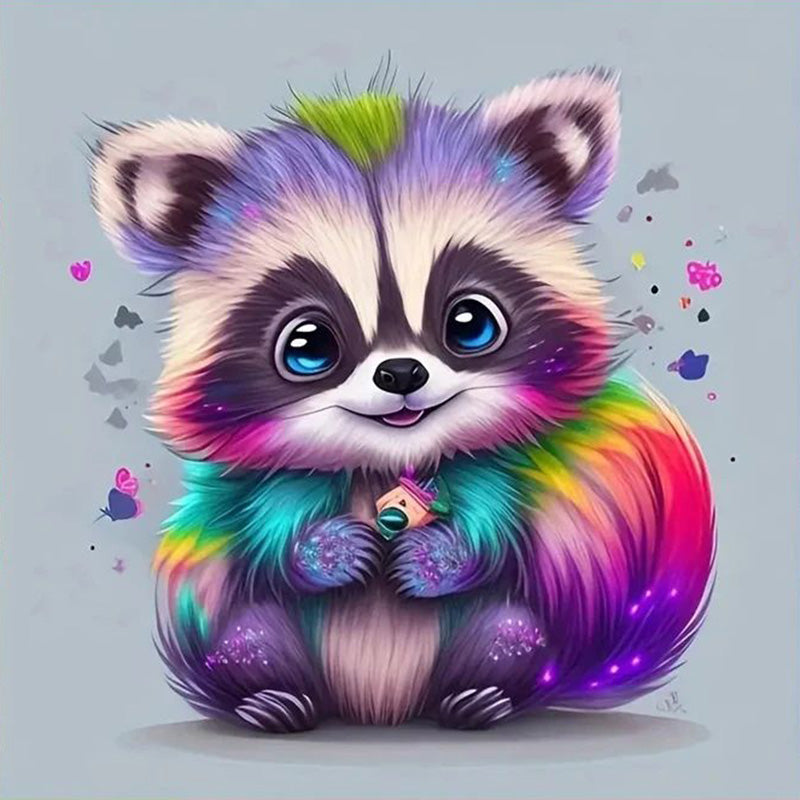 Full AB Diamond Painting-Colorful Raccoon