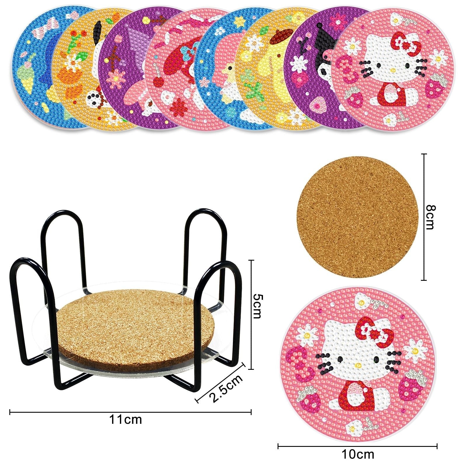 Diamond Painting-Coaster-8Pcs Cute Cartoon Characters