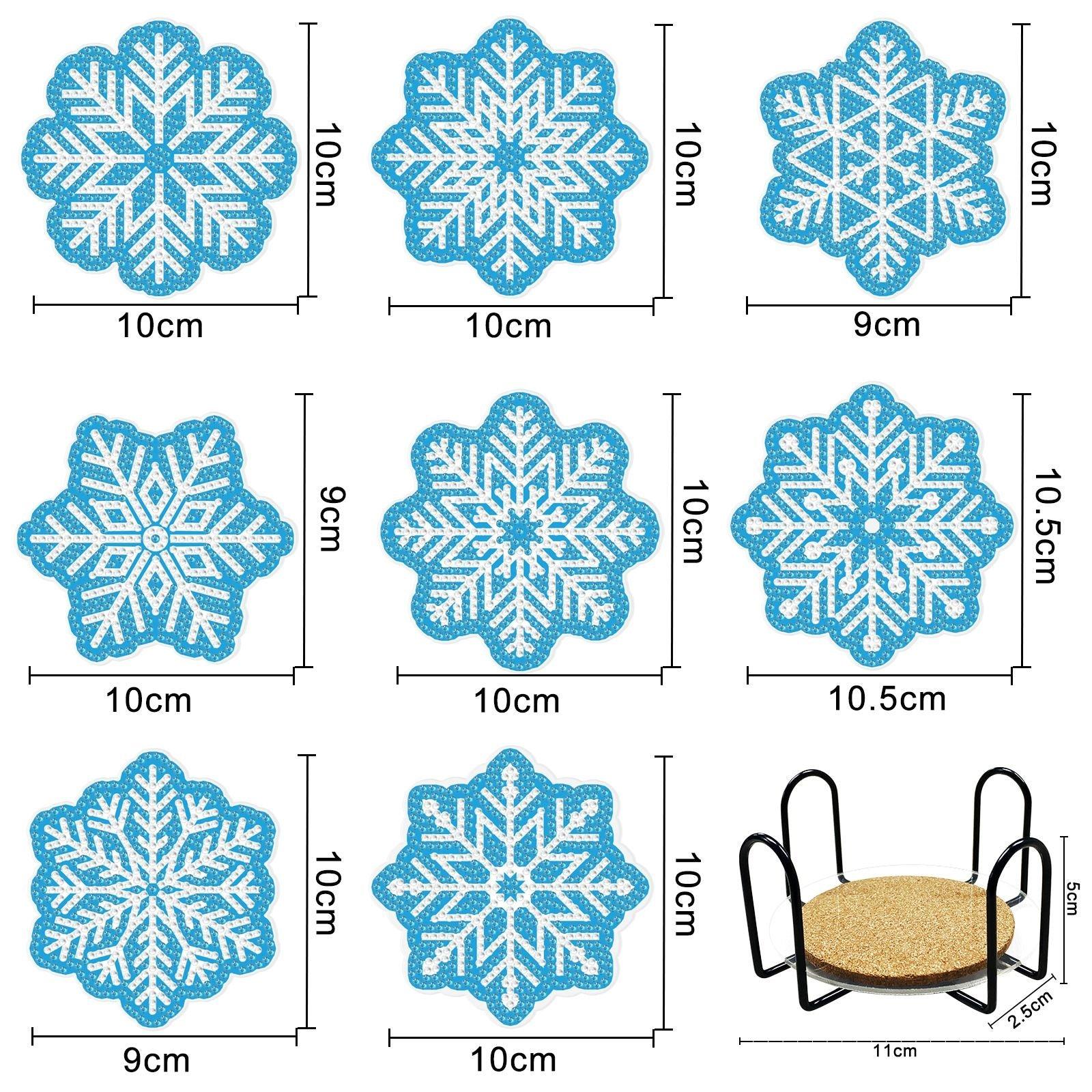 Diamond Painting-Coaster-8Pcs Snowflakes