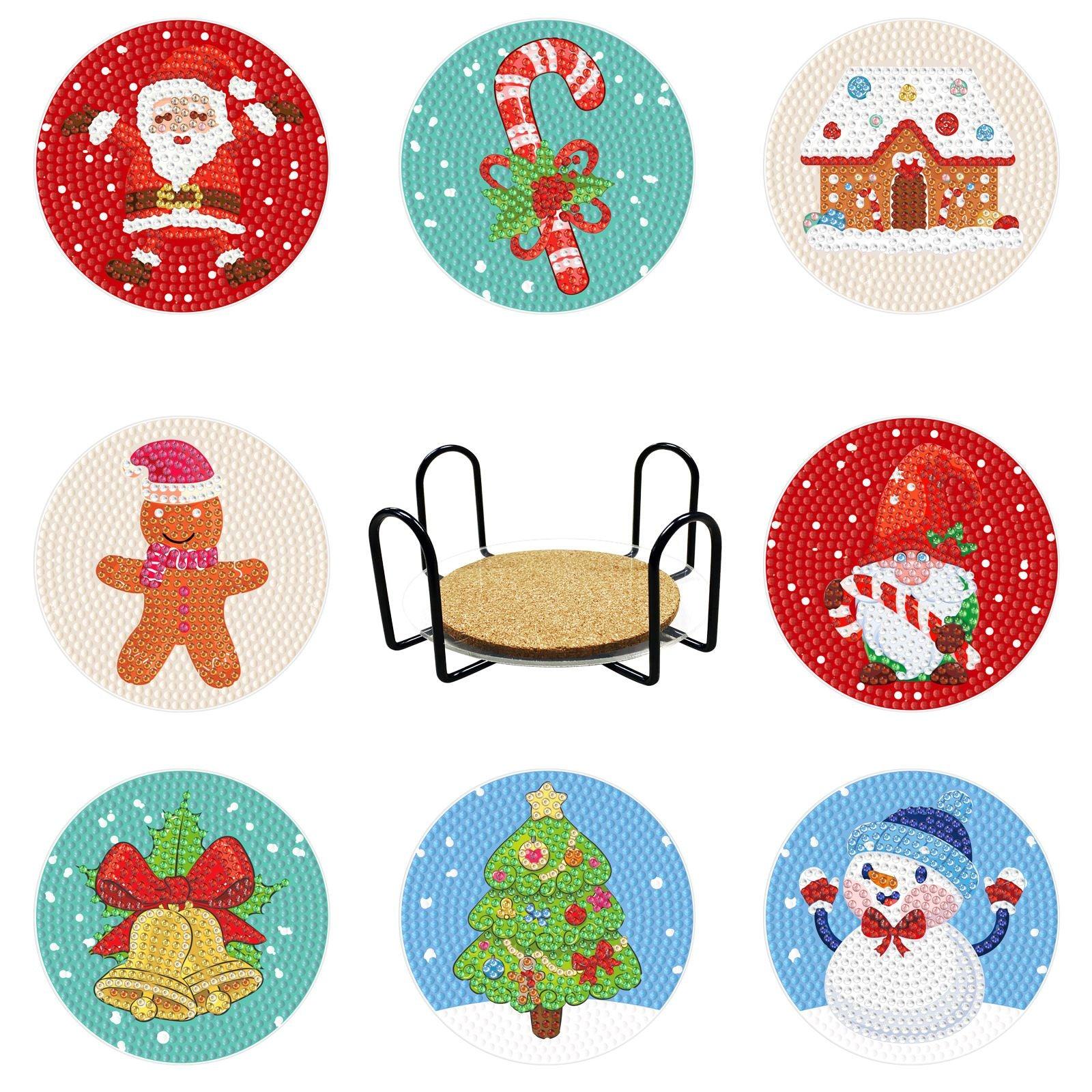 Diamond Painting-Coaster-8Pcs Christmas Series