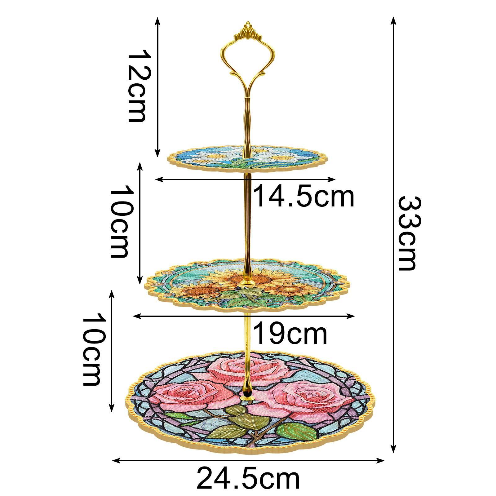 Diamond Painting-Three-layer Three-dimensional Dinner Plate with Floral Pattern