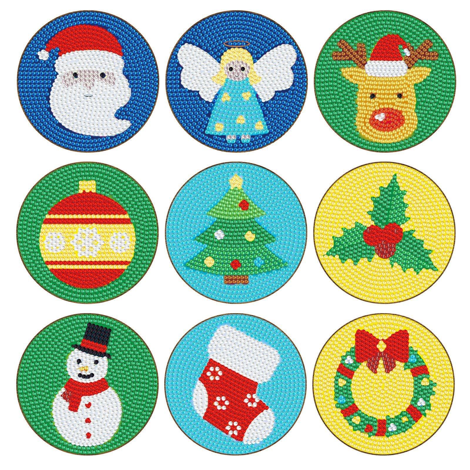 Diamond Painting-Coaster-9Pcs Christmas Series