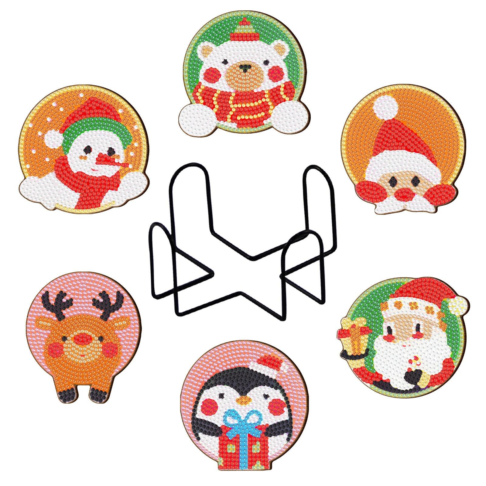 Diamond Painting-Coaster-6Pcs Cute Christmas Series