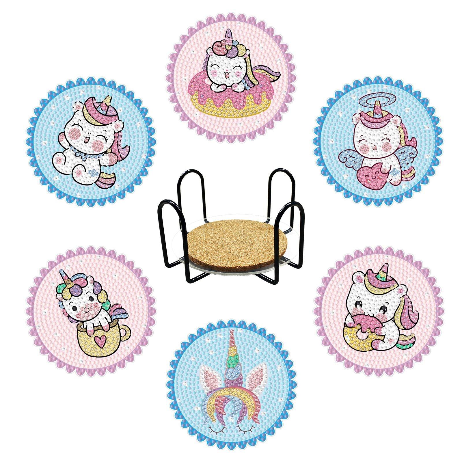 Diamond Painting-Coaster-6Pcs Cute Unicorn