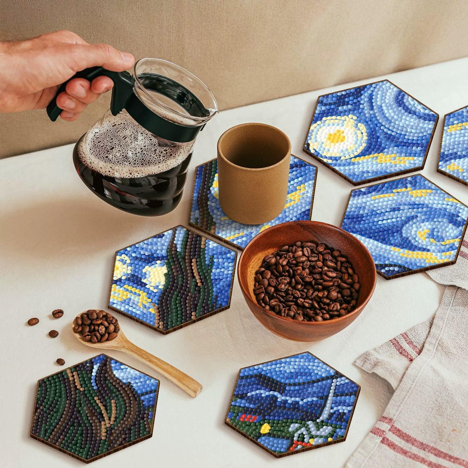 Diamond Painting-Coaster Set, Seven Pieces