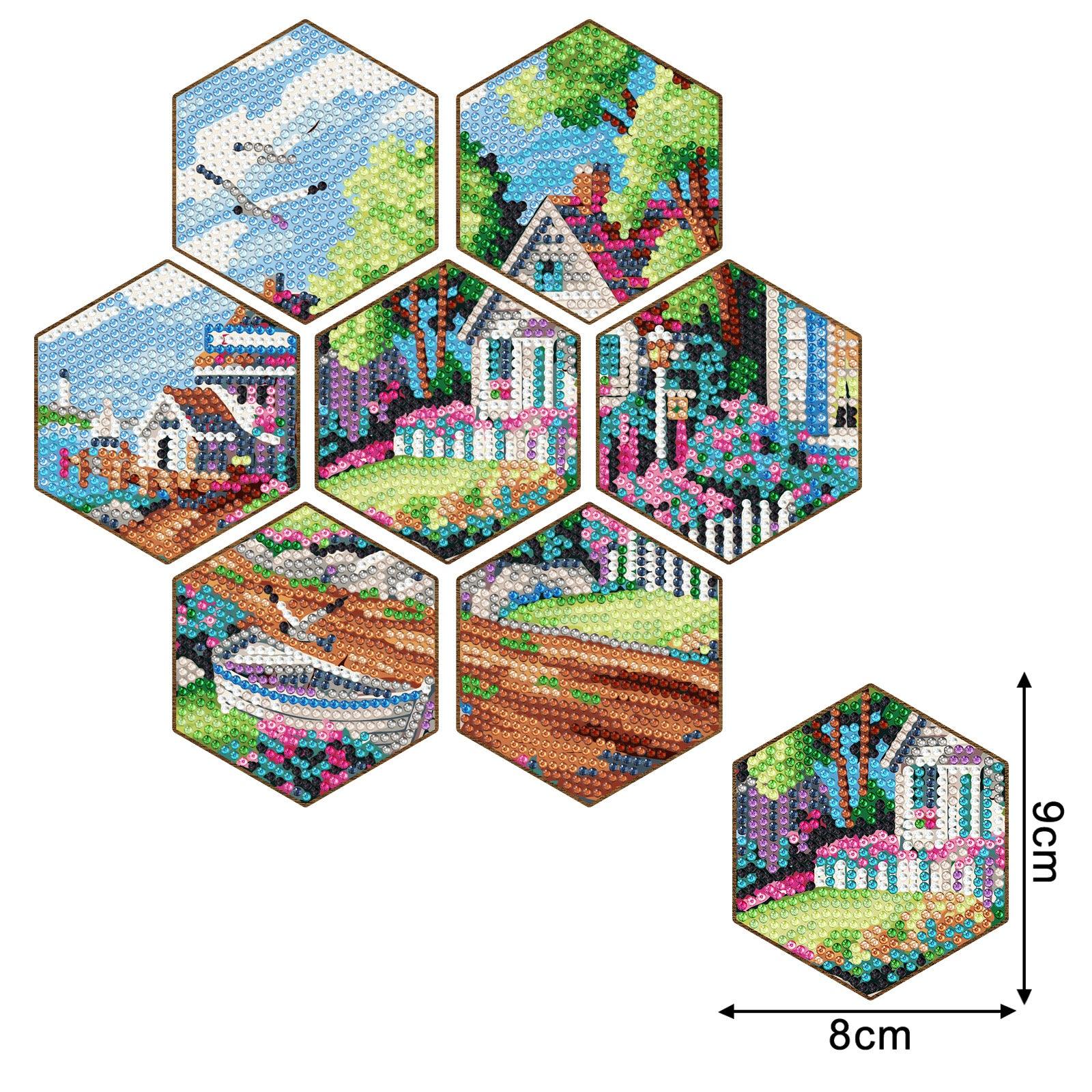 Diamond Painting-Coaster-7Pcs Seaside Town