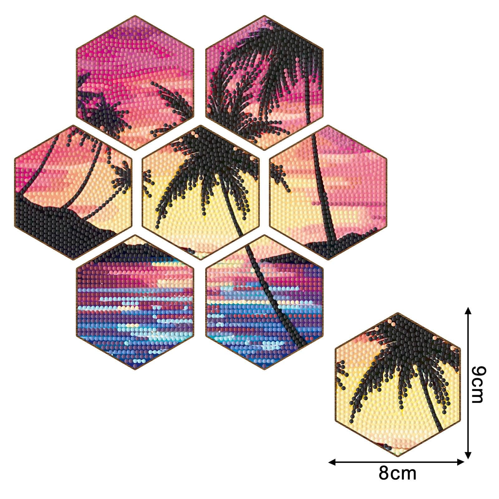 Diamond Painting-Coaster-7Pcs Seaside at Dusk