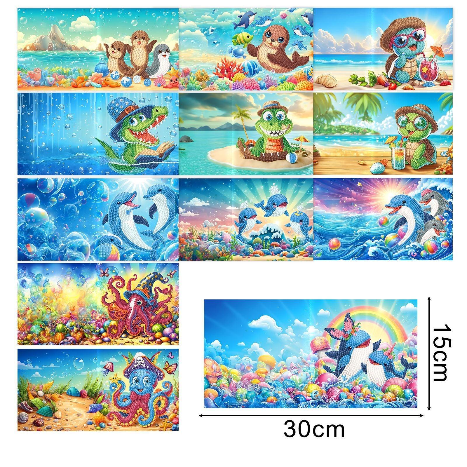 Diamond Painting-Greeting Card-12Pcs Sea Animals