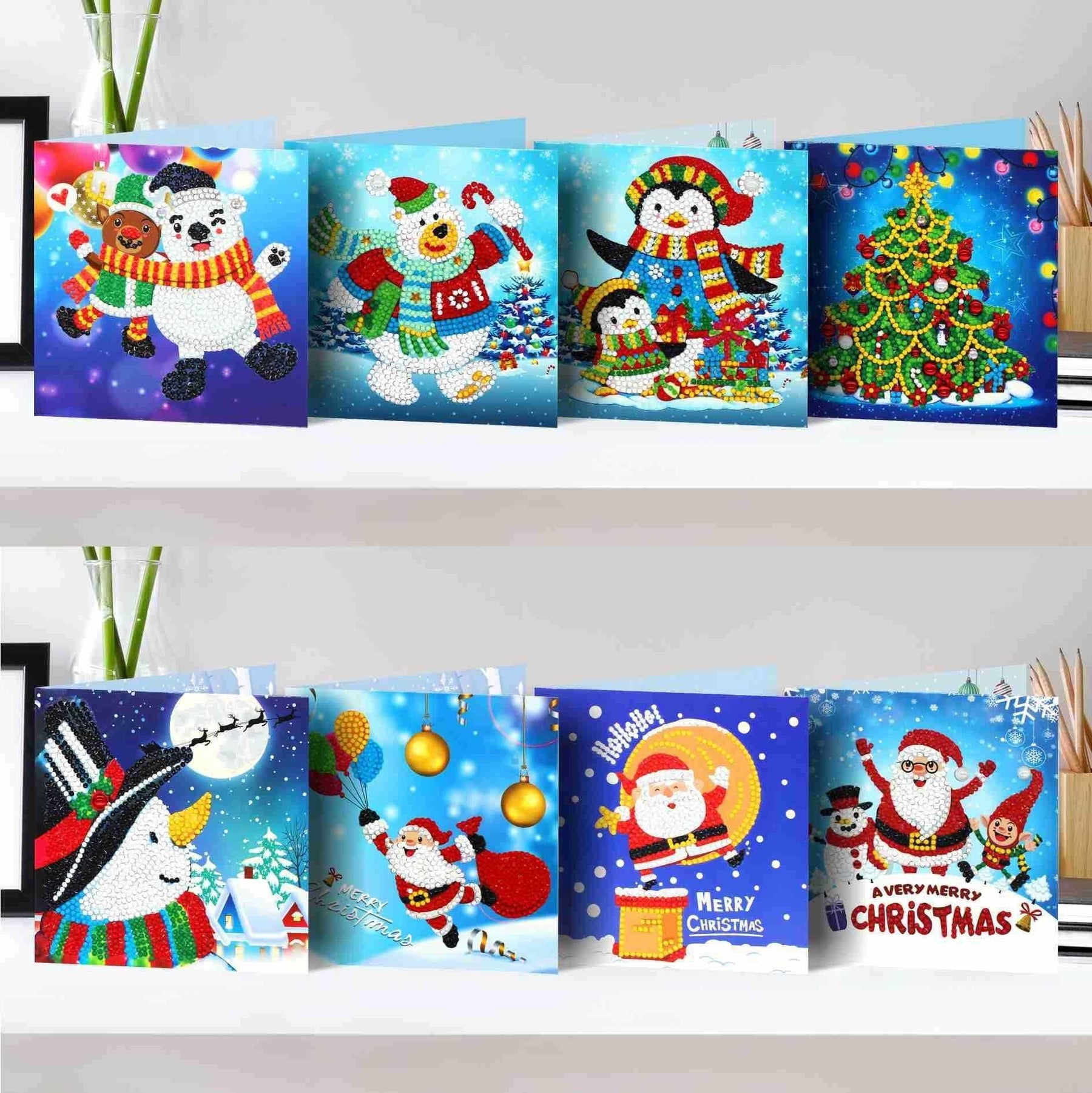 Diamond Painting-Greeting Card-8Pcs Christmas Series