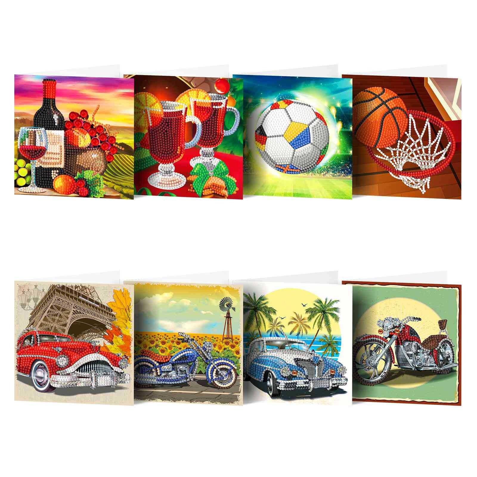 Diamond Painting-Greeting Card-8Pcs Sports and Car Series