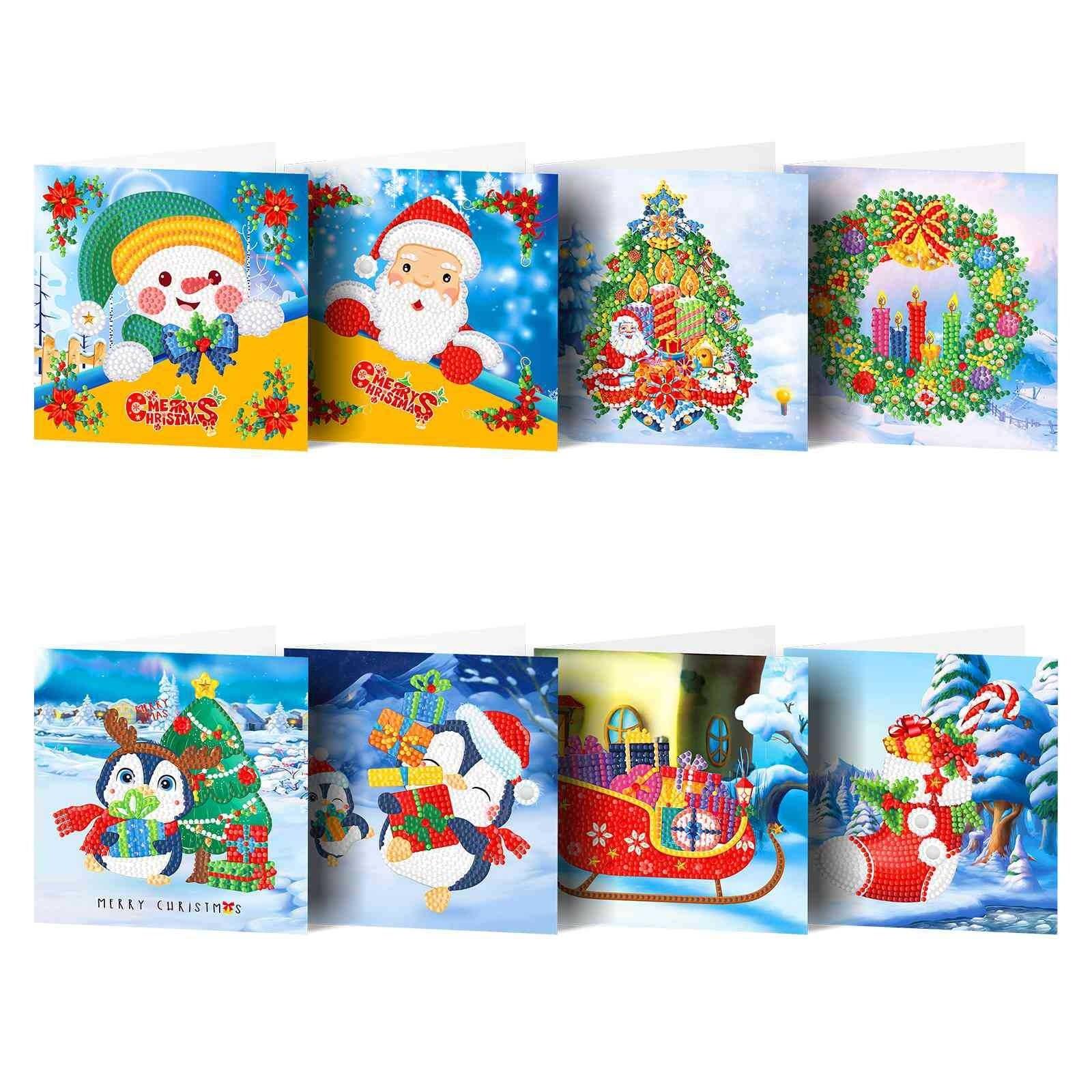 Diamond Painting-Greeting Card-8Pcs Christmas Series