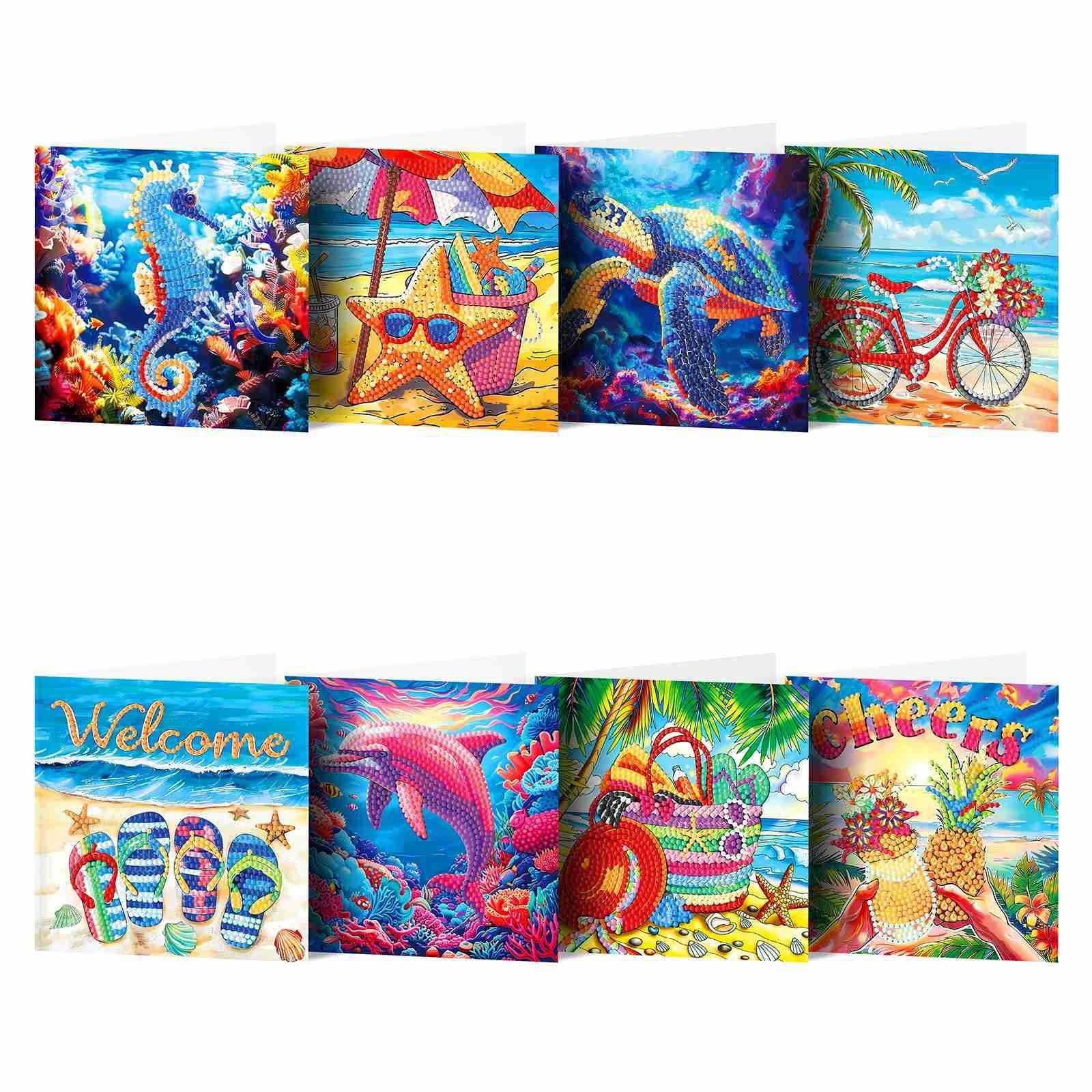 Diamond Painting-Greeting Card-8Pcs Seaside Series