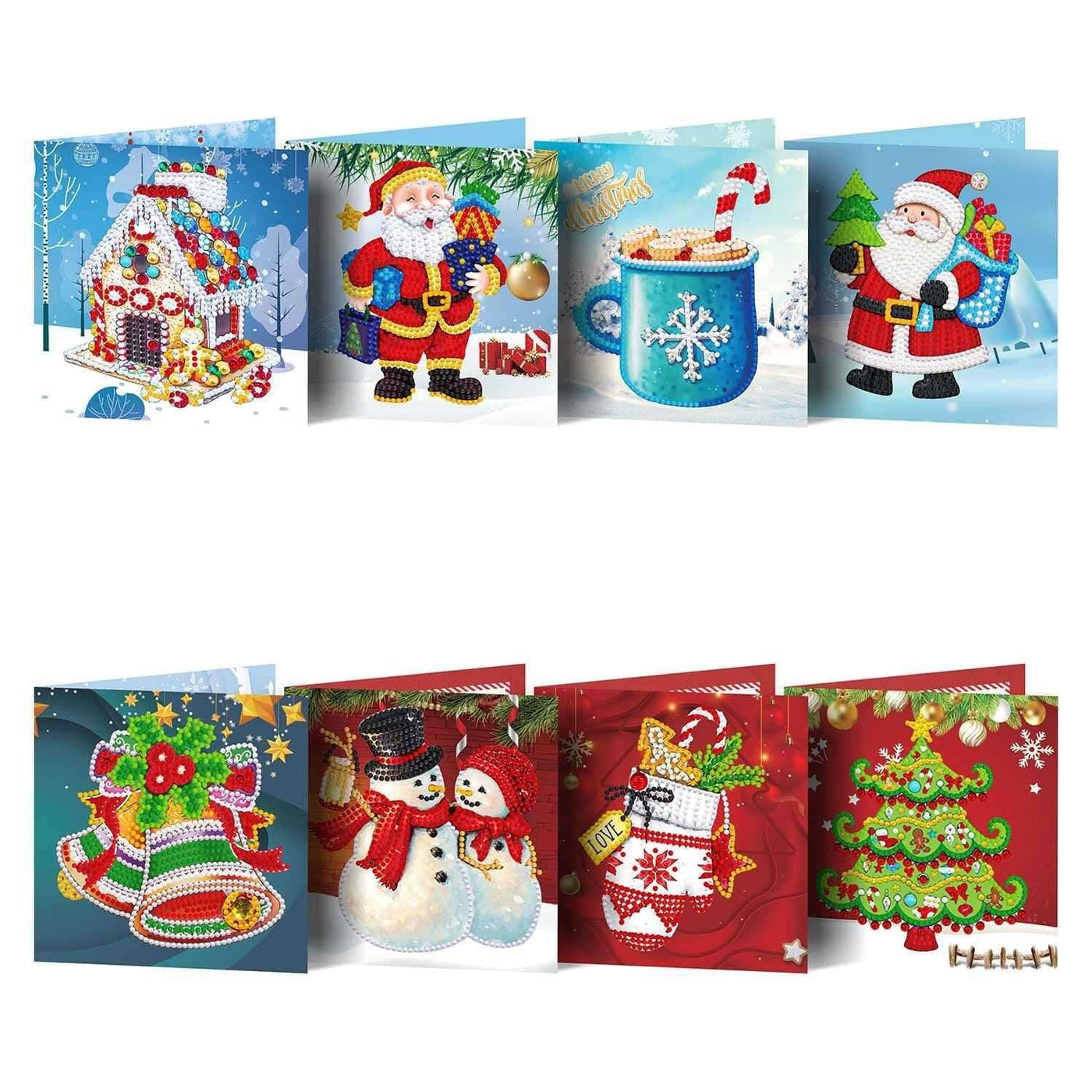 Diamond Painting-Greeting Card-8Pcs Christmas Series