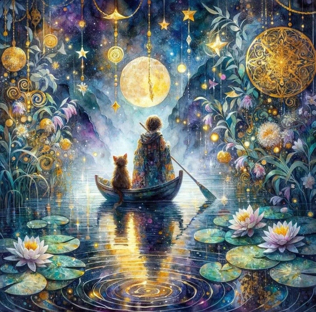 Diamond Painting - Boating Boy and Cat