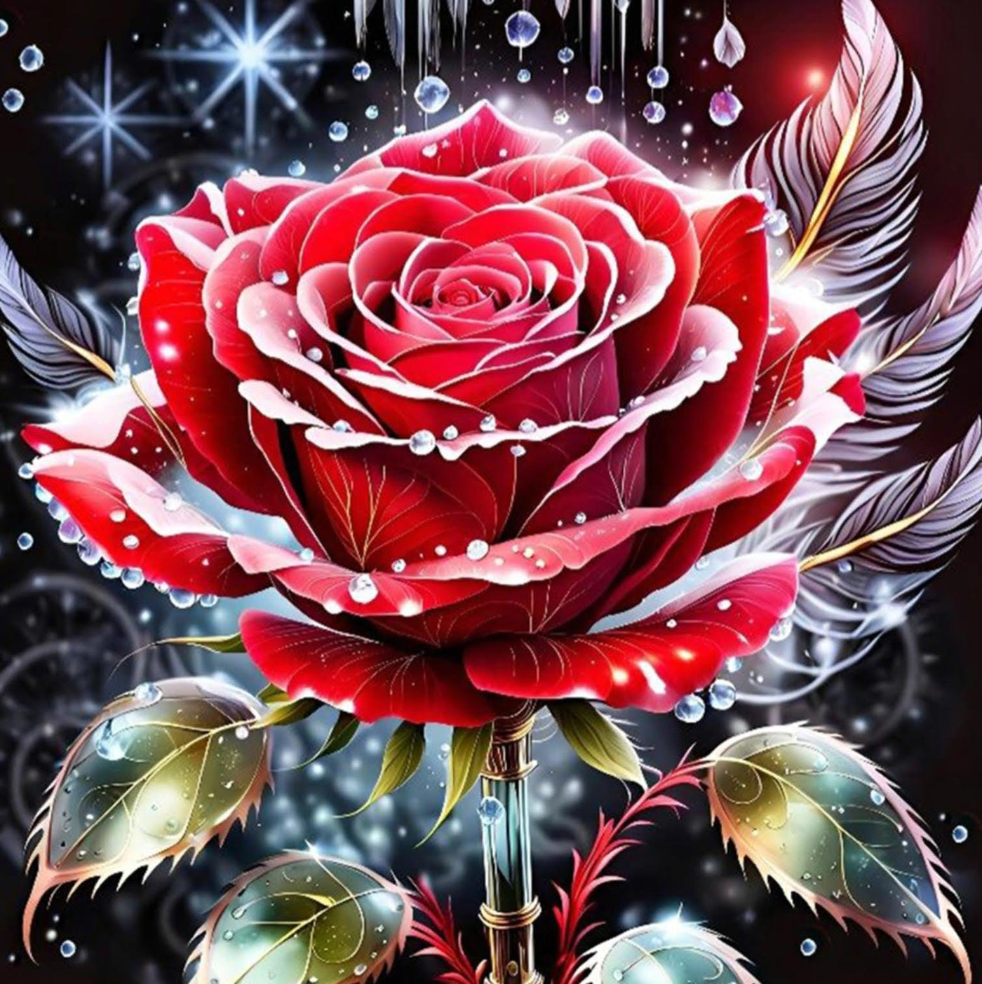 Diamond Painting - Vibrant Red Rose