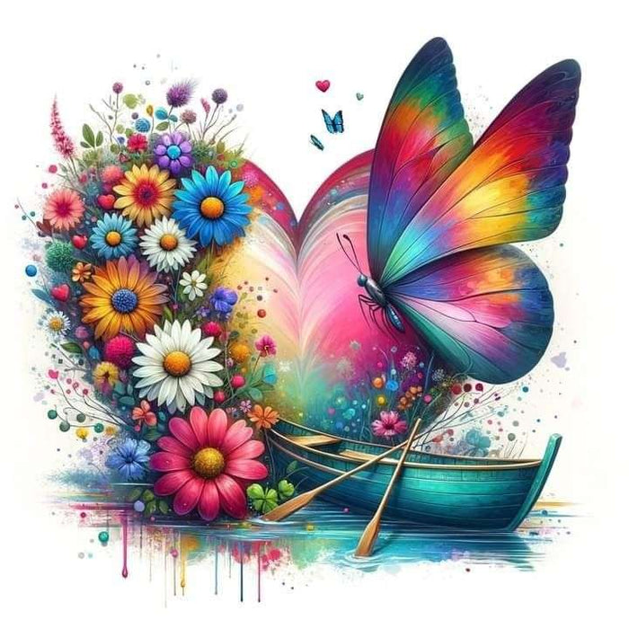 Diamond Painting - Boat and Butterfly By the Heart