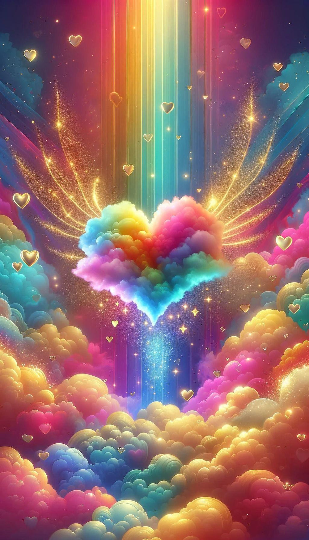 Diamond Painting - Colorful Heart Shape on the Sky