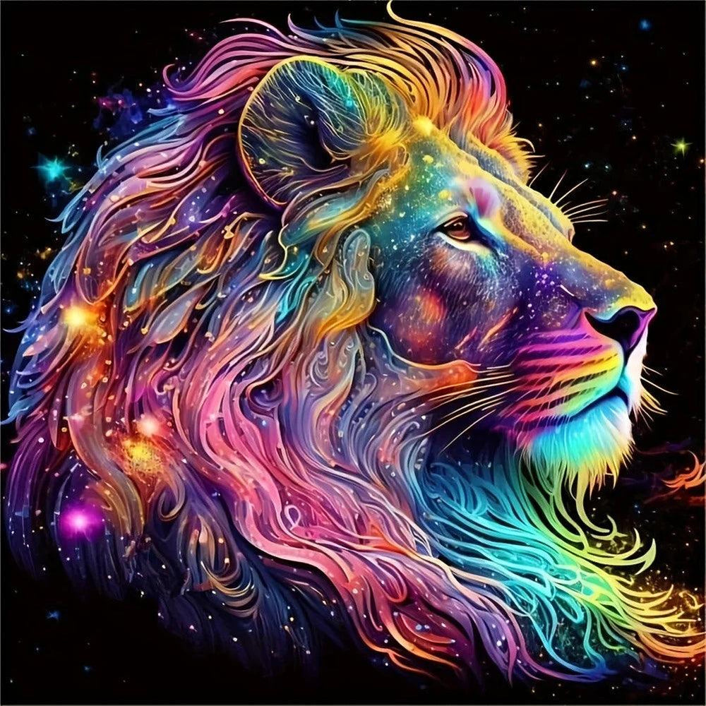 Diamond Painting - Rainbow-colored Lion