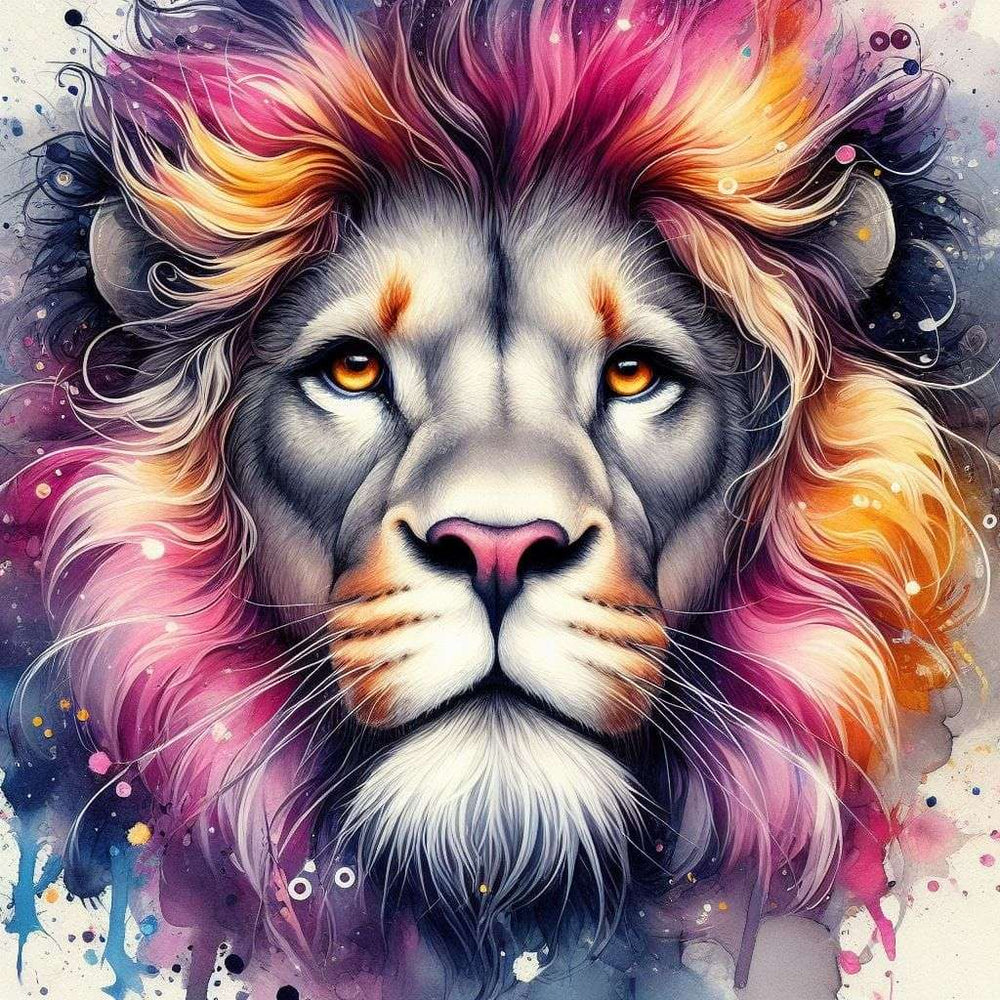 Diamond Painting - Pink and Yellow Lion