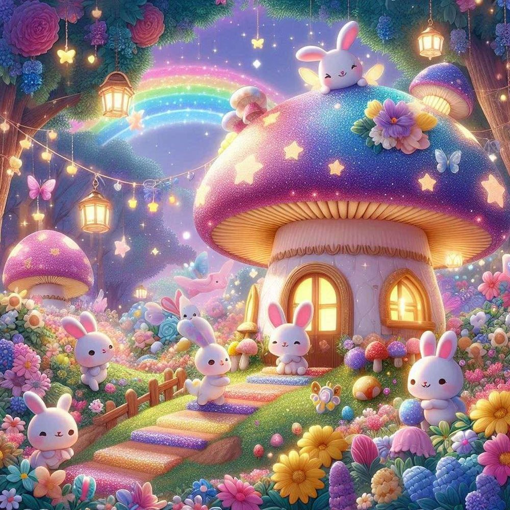 Diamond Painting - The Rabbit's Mushroom House