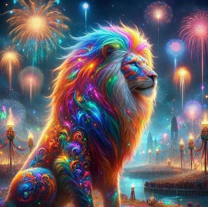 Diamond Painting -Lion Watching the Fireworks