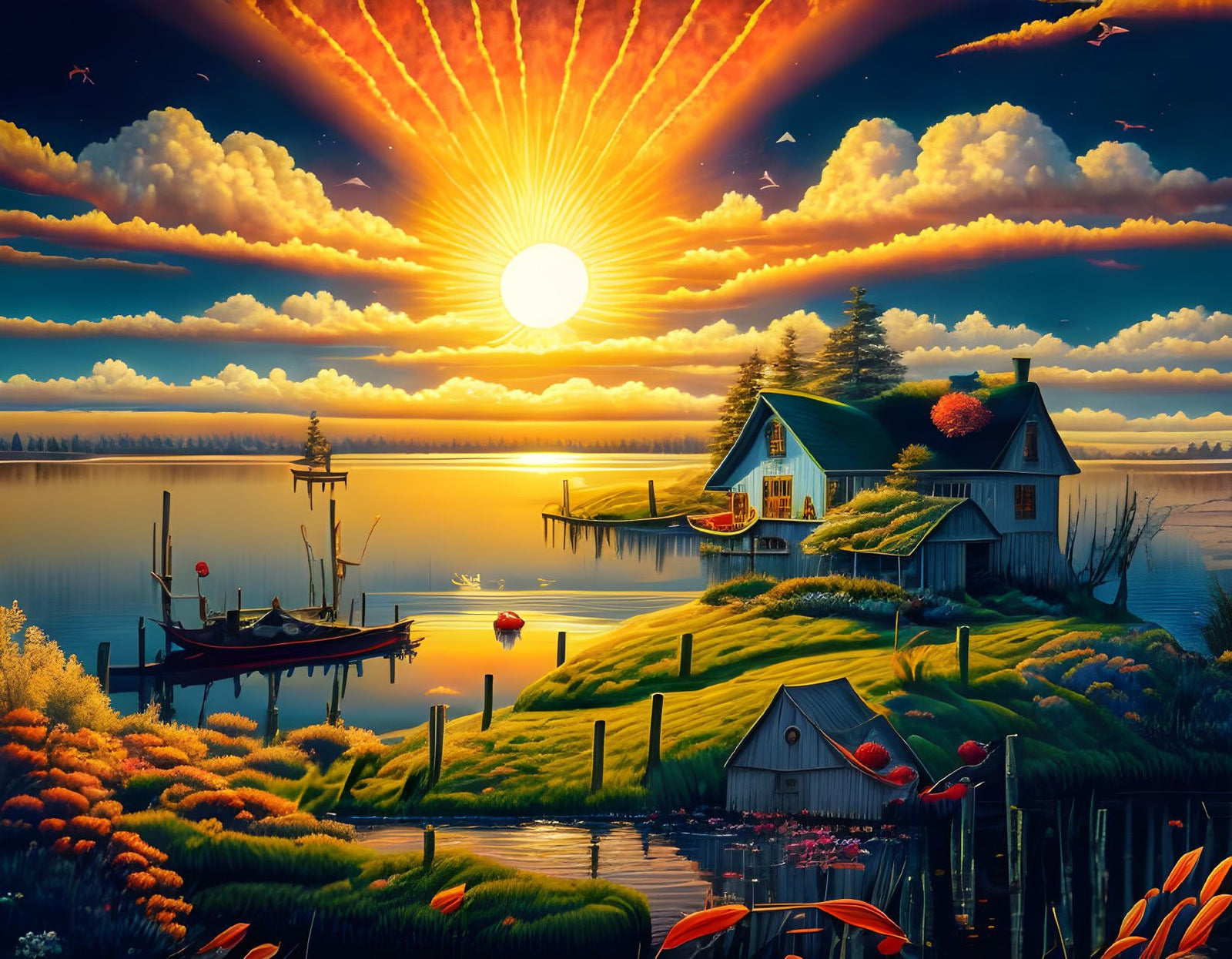 Diamond Painting - Seaside Town at Sunset