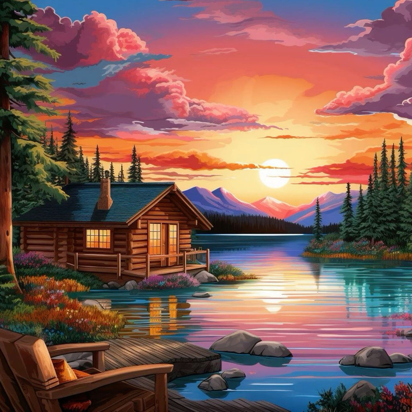 Diamond Painting - Riverside Hut