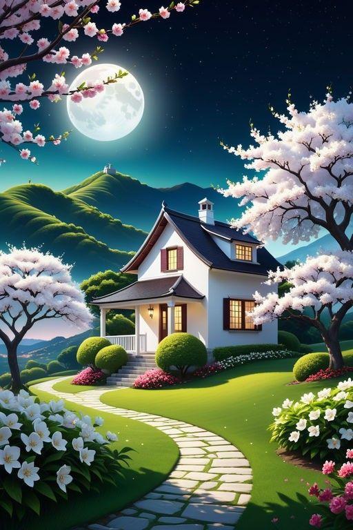 Diamond Painting - House under the Cherry Blossoms