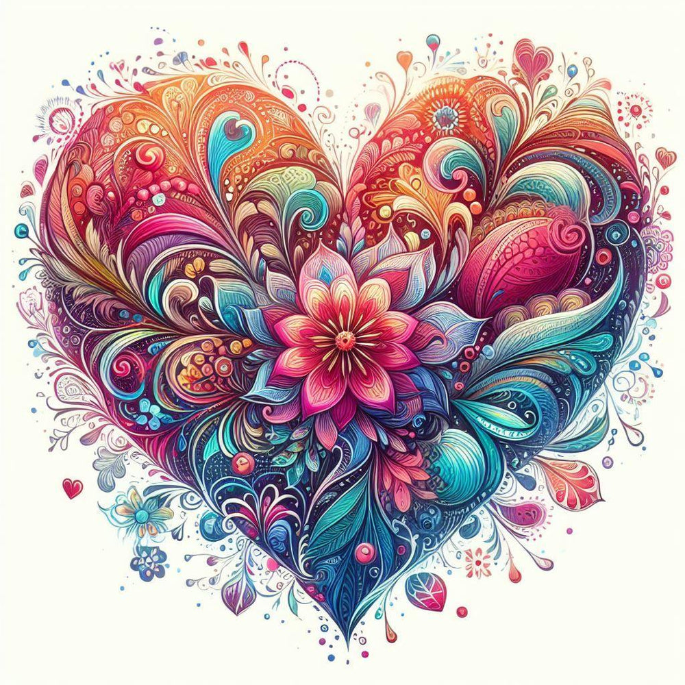 Diamond Painting - Heart Flowers