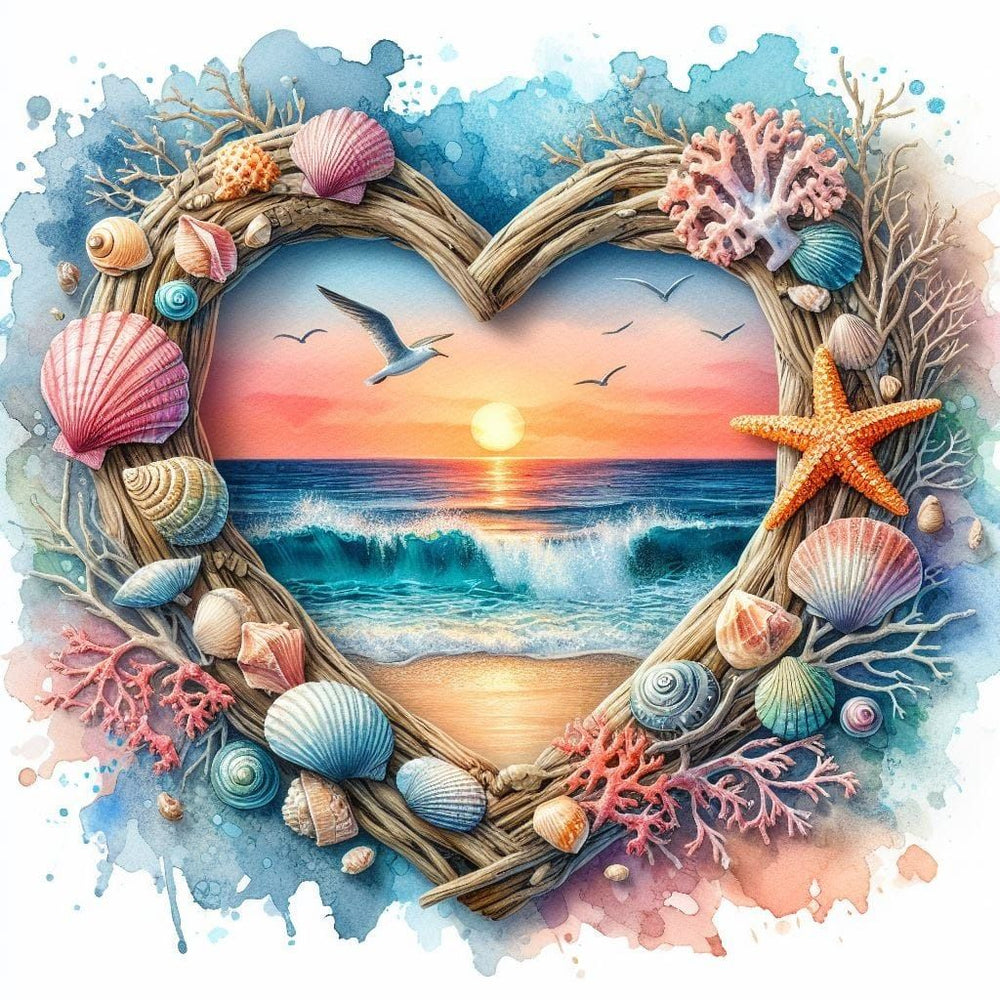 Diamond Painting - Heart-Shaped Beach