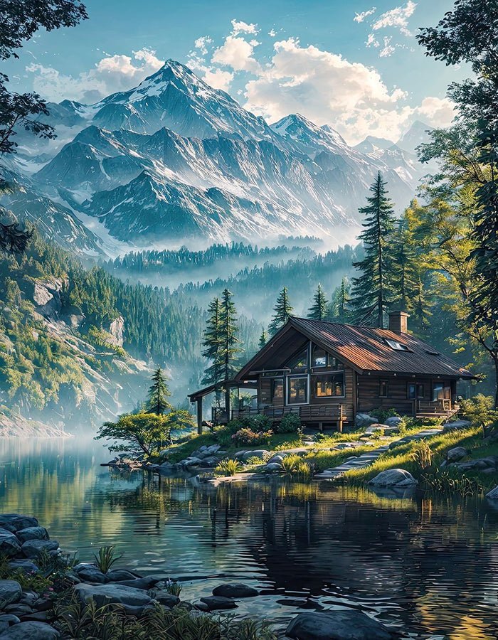 Diamond Painting - Hut on the River