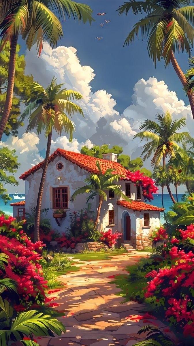 Diamond Painting - Hut on the Island